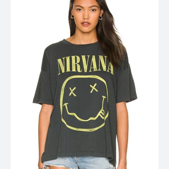 NEW Daydreamer Nirvana Smiley Graphic Band Short Sleeve Tee-Shirt Top - Picture 16 of 16